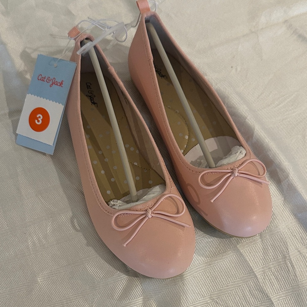 NEW Cat & Jack Light Pink Bow Flats